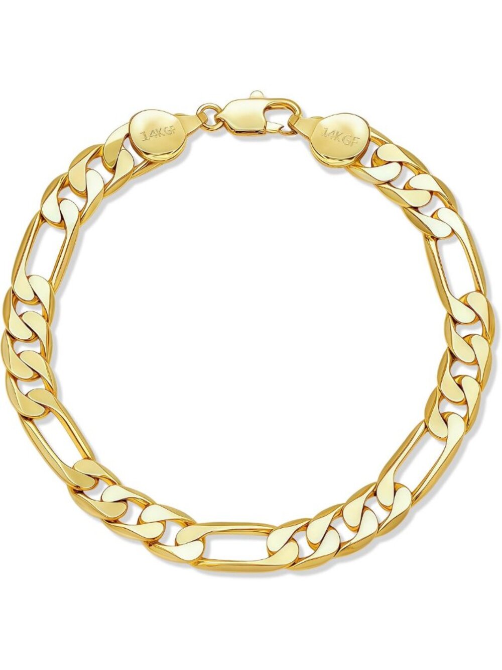 Trendy 7mm Diamond-Cut Figaro Bracelet | 14K Gold Waterproof Non-Tarnish Jewelry